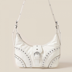 Leather Studded Trim Shoulder Bag