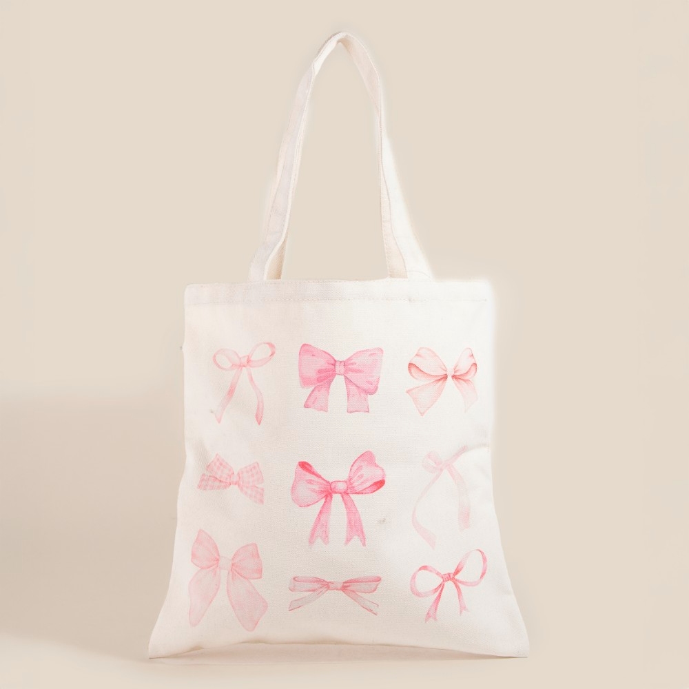 Pink Ribbon Bow Tote Bag