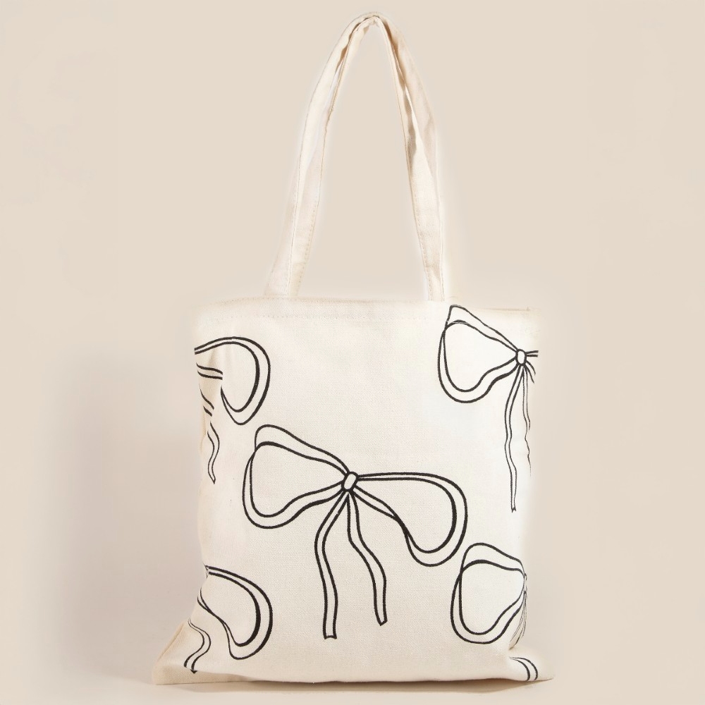 Ribbon Bow Tie Print Tote Bag