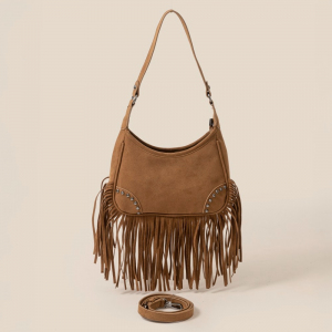 Suede Fringe Belt Decor Shoulder Bag