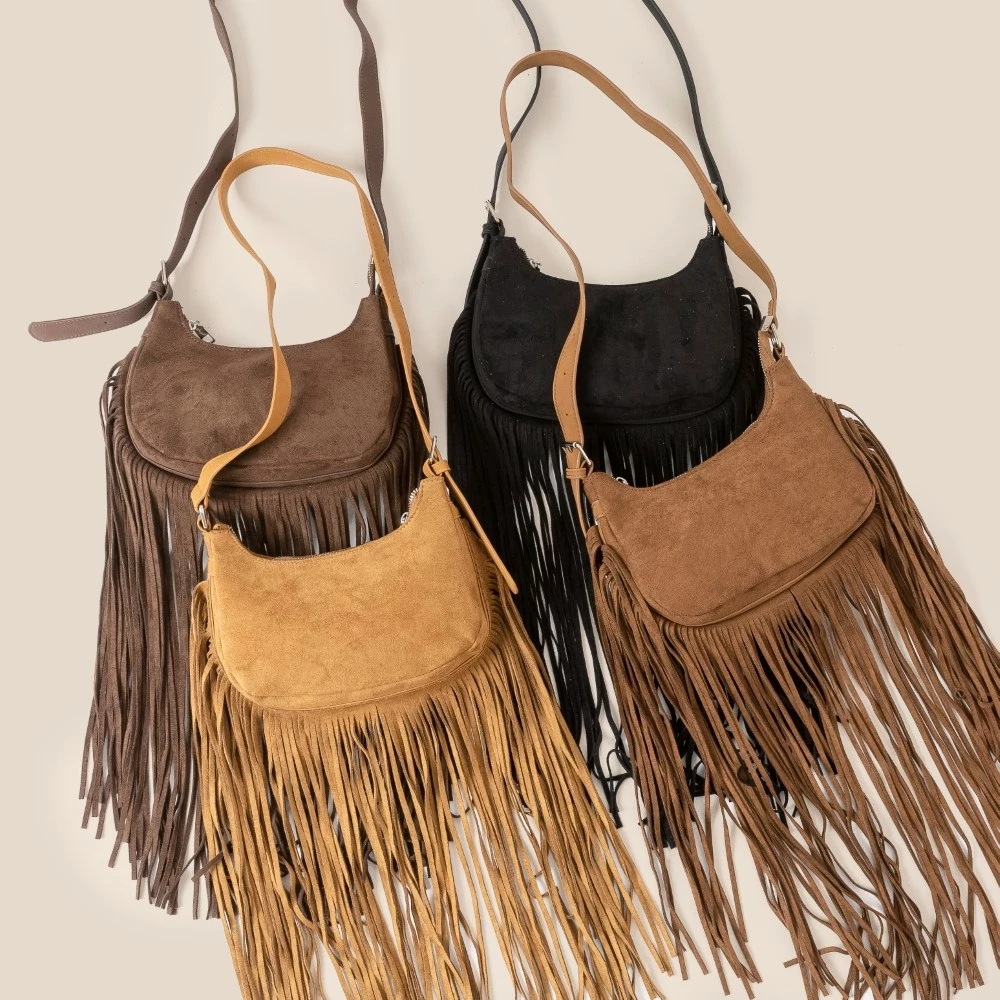Western Suede Fringe Crossbody Bag