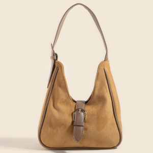Buckle Accent Suede Hand Bag