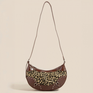 Leopard Print Half Moon Shoulder Bag