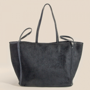 Suede Tote Leather Trim Shoulder Strap
