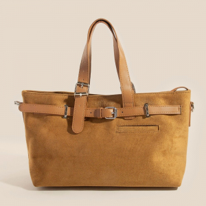 Leather Buckle Strap Detail Tote Bag