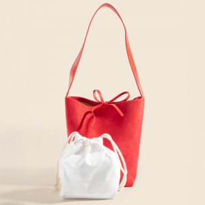 Bucket Pouch Suede Tote Bag