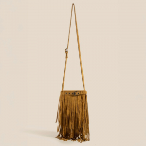 Long Fringe Bucket Shoulder Bag