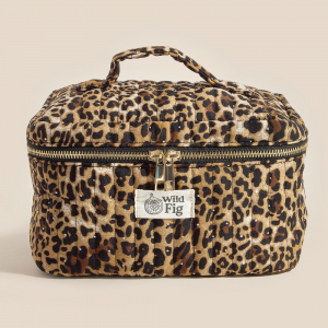 Leopard Print Quilted Case Cosmetic Bag