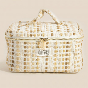 Textured Cream Makeup Case Cosmetic Bag