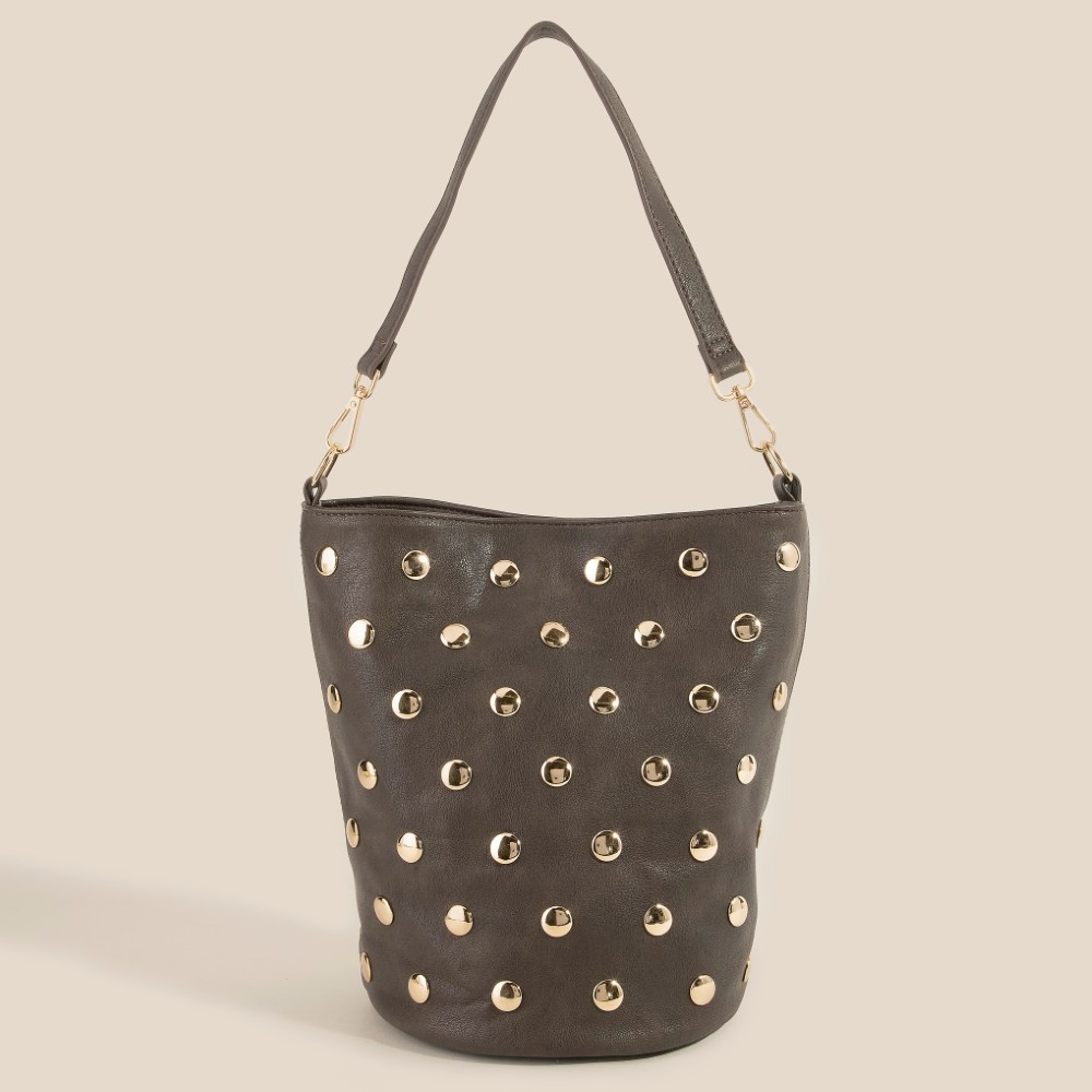 Studded Leather Bucket Bag