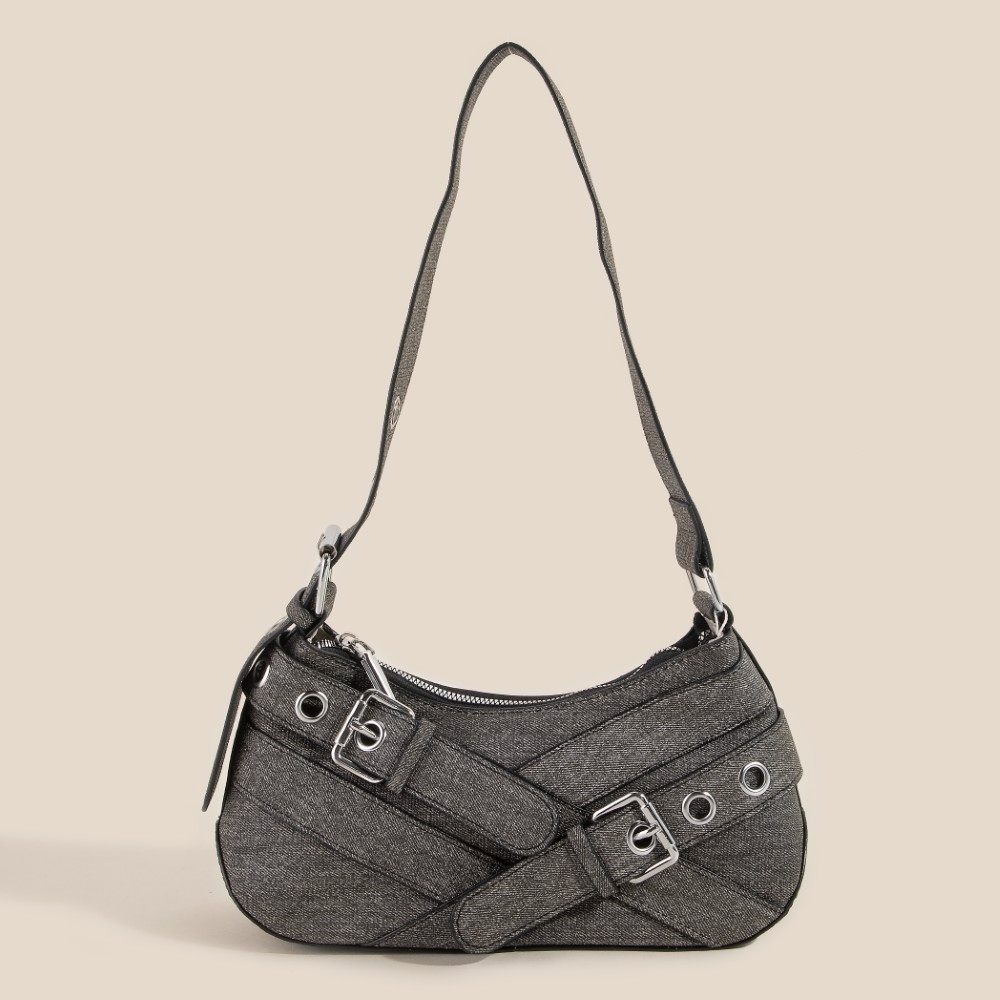 Denim Belt Accent Shoulder Bag