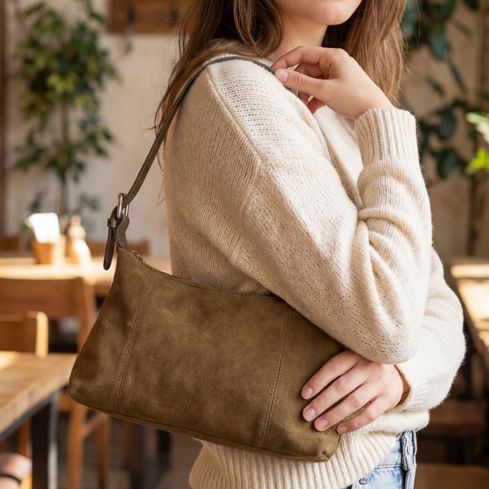 Simple Suede Rectangle Shoulder Bag