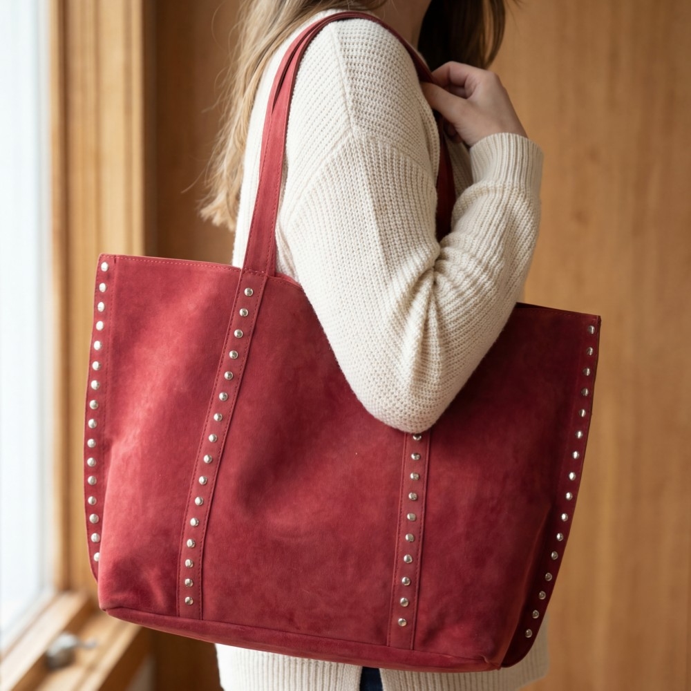 Large Studded Trim Tote Bag