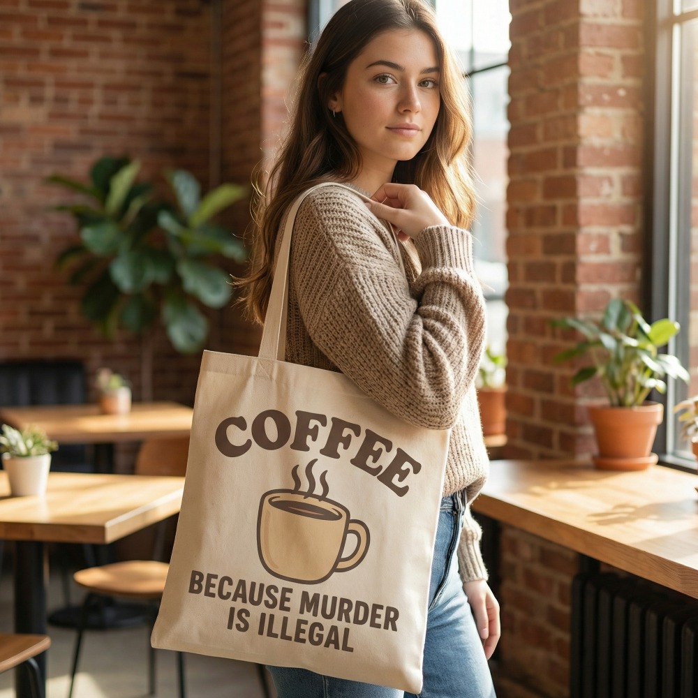 Coffee Because Murder Is Illegal Tote Bag