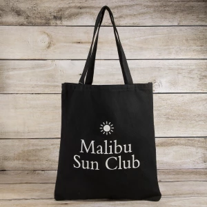 Black Malibu Sun Club Graphic Tote Bag