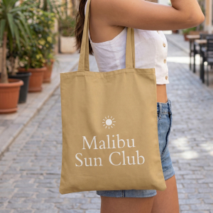 Malibu Sun Club Coastal Graphic Canvas Tote Bag