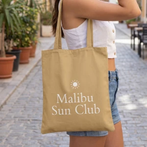 Black Malibu Sun Club Graphic Tote Bag