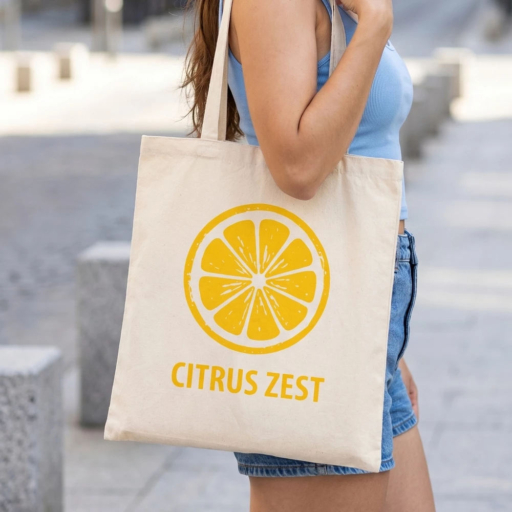 Lemon Print Canvas Graphic Tote