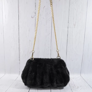 Pleated Plush Chain Strap Crossbody Bag