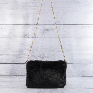 Plush Fur Crossbody Bag With Chain Strap