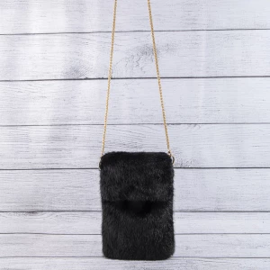 Plush Fur Phone Crossbody Bag With Chain Strap