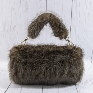 Plush Barrel Top Handle Bag With Chain Strap