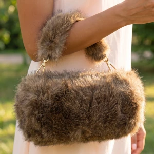 Plush Barrel Top Handle Bag With Chain Strap