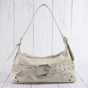 Studded Western Buckle Vegan Leather Shoulder Bag