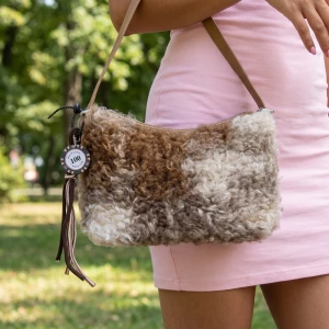 Plush Sherpa Shoulder Bag With Poker Chip Charm