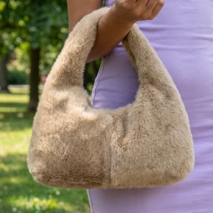 Plush Vegan Fur Mini Hobo Shoulder Bag