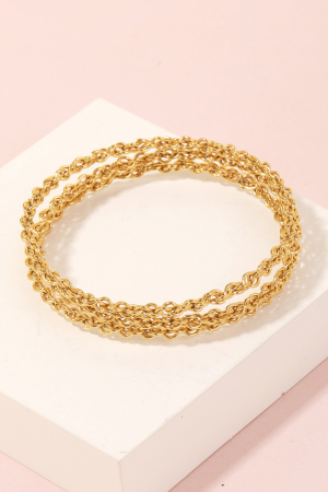 Stainless Steel Three Chain Bangle Bracelet Set