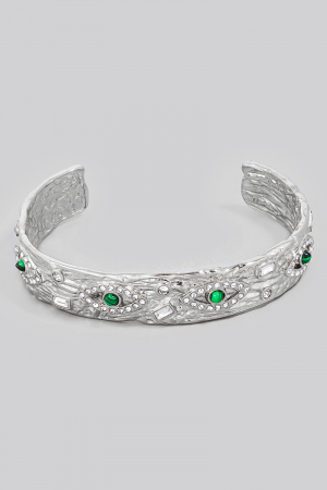 Stainless Steel Stainless Steel Evil Eye Warped Metallic Cuff Bracelet