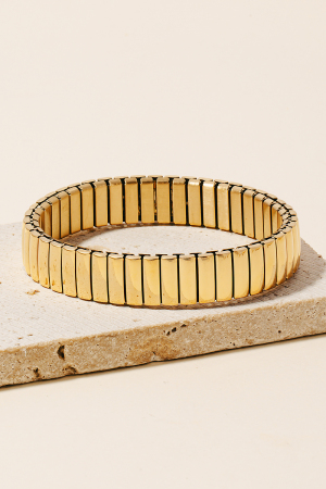 Stainless Steel Metallic Rectangle Bars Elastic Bracelet