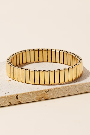Stainless Steel Rectangle Bars Elastic Bracelet