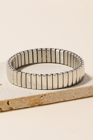 Stainless Steel Metallic Rectangle Bars Elastic Bracelet
