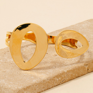 Stainless Steel Double Oval Open Bangle Bracelet