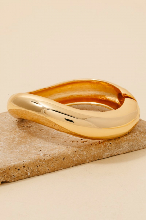 Wavy Rounded Metallic Hinge Bangle Bracelet