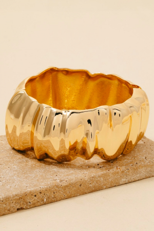 Crumpled Wide Rounded Hinge Bangle Bracelet
