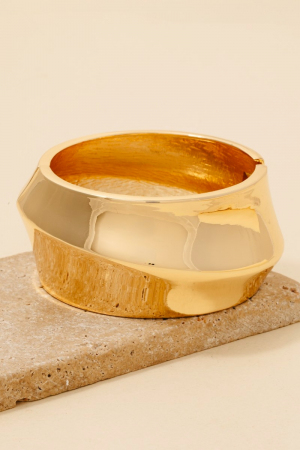 Pinched Wide Hinge Bangle Bracelet