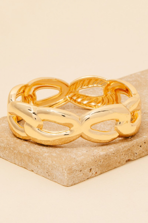 Stainless Steel Solid Chain Hinge Bangle Bracelet