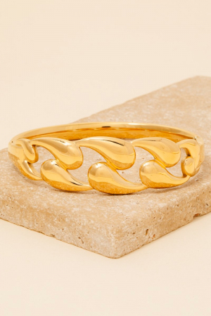 Stainless Steel Solid Chain Hinge Bangle Bracelet