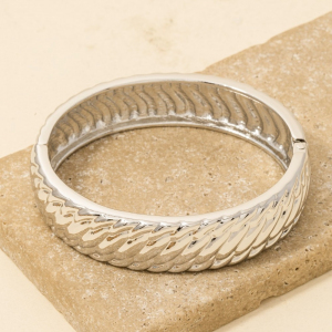 Braided Ribbed Metallic Bangle Bracelet