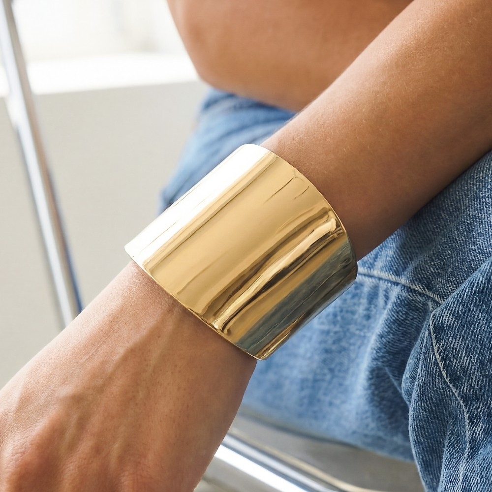 Smooth Flat Hinged Cuff Bracelet