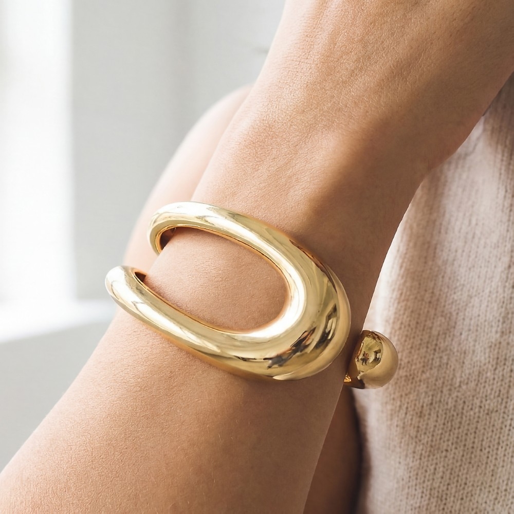 Contrasting Open Hinged Cuff Bracelet