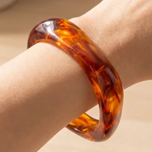 Faceted Angular Wide Bangle Bracelet