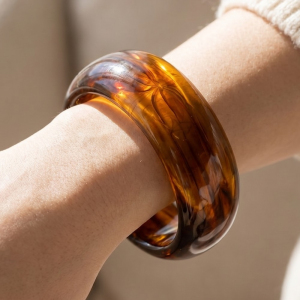Chunky Wide Marbled Swirl Statement Bangle