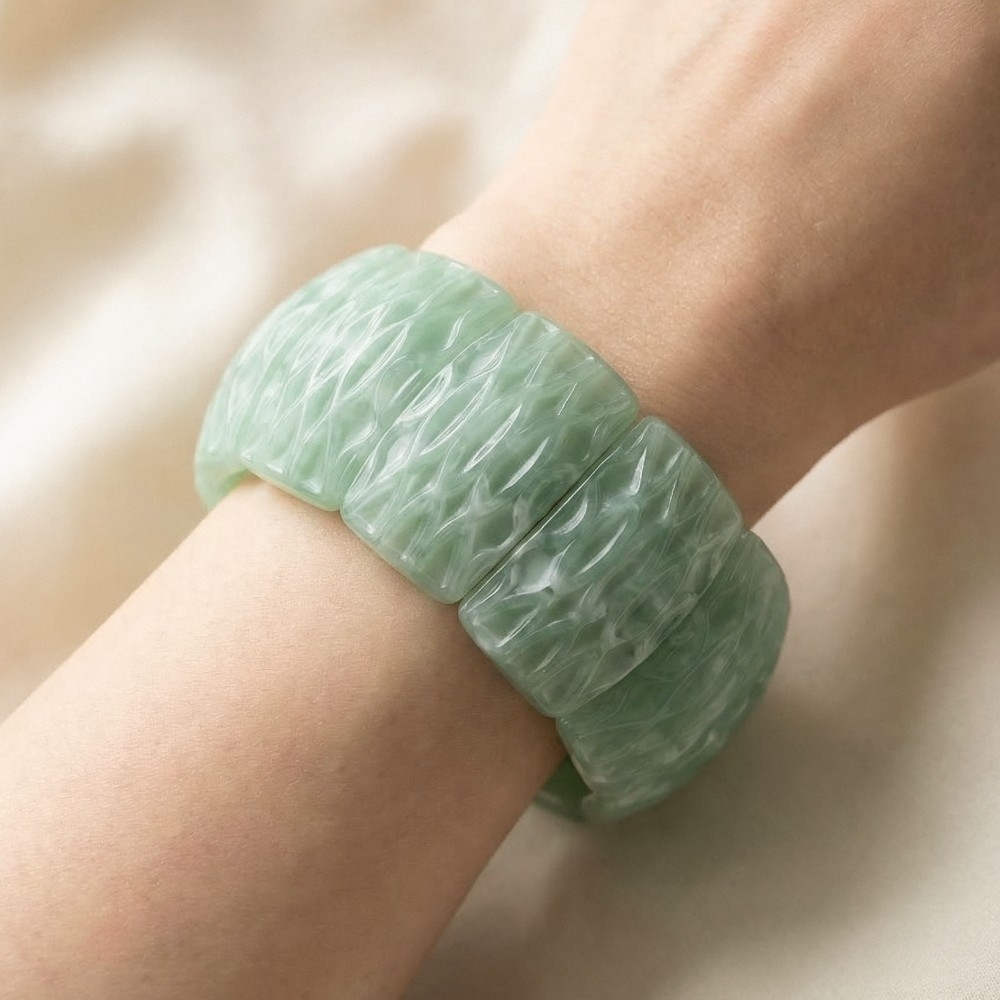 Wide Resin Block Stretch Bracelet