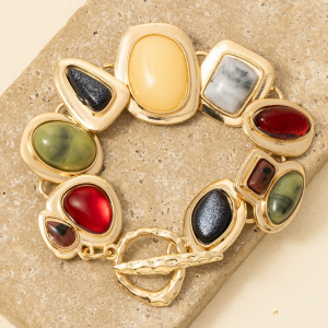 Vintage Style Gem Link Toggle Chain Bracelet