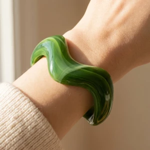Wavy Marble Resin Cuff Bracelet
