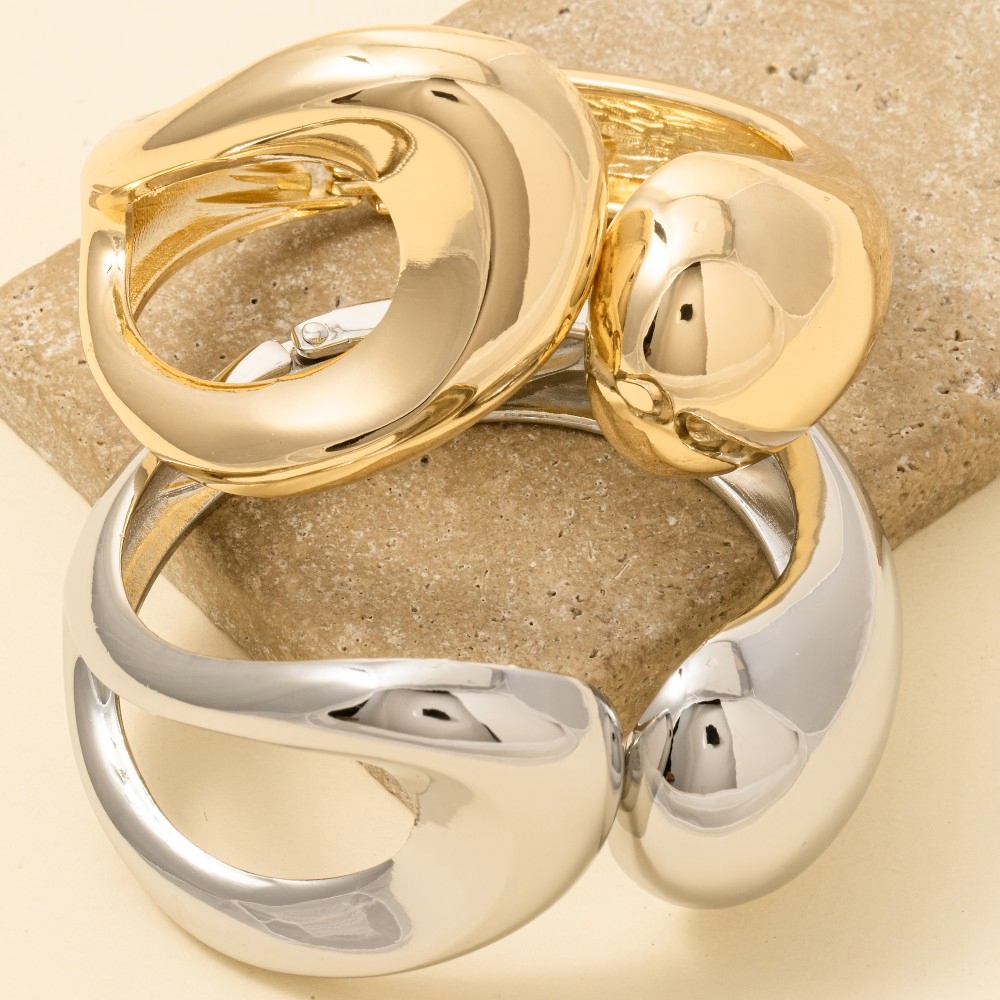 Abstract Metal Statement Bangle Bracelet